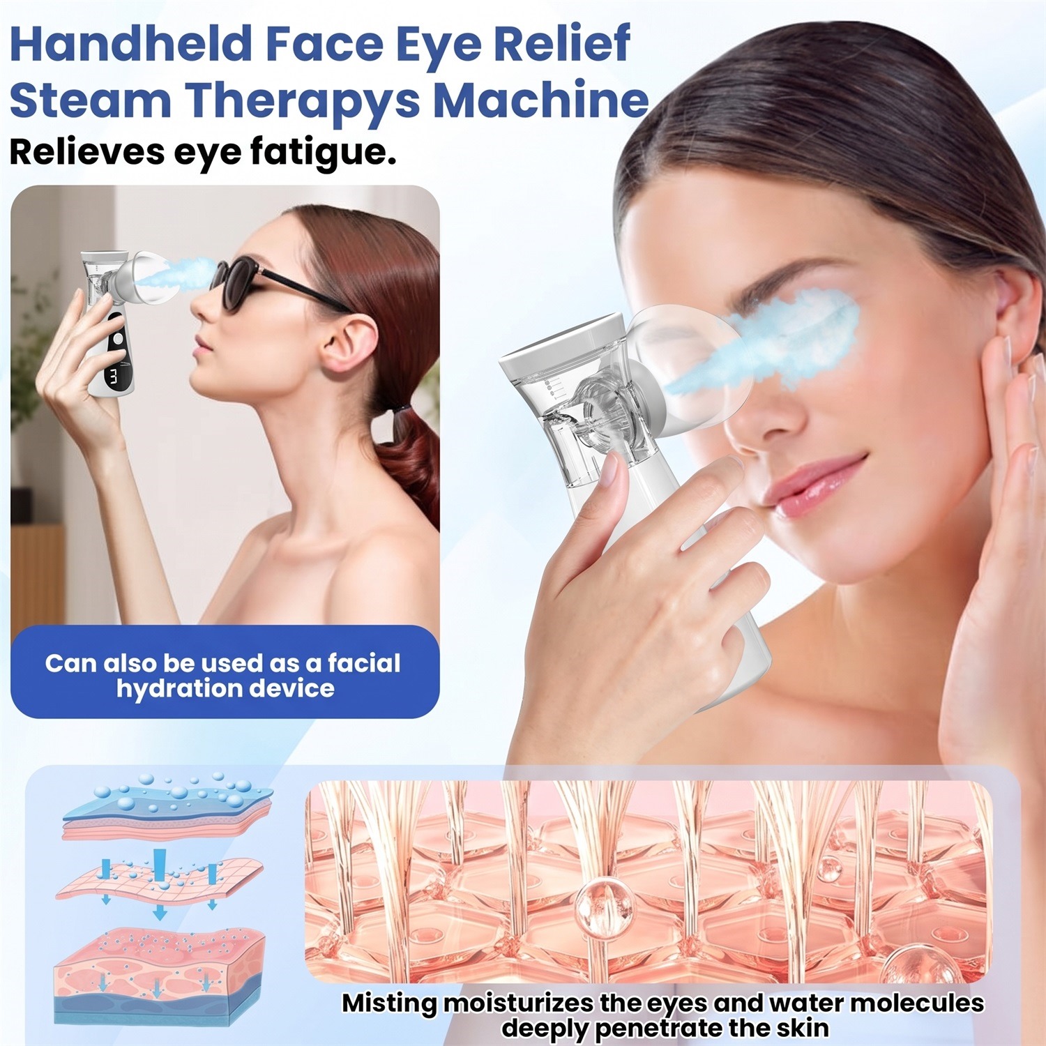 Face Steamer - Oog Nano Luchtbevochtiger Vernevelaar Oogstoomapparaat Verlicht