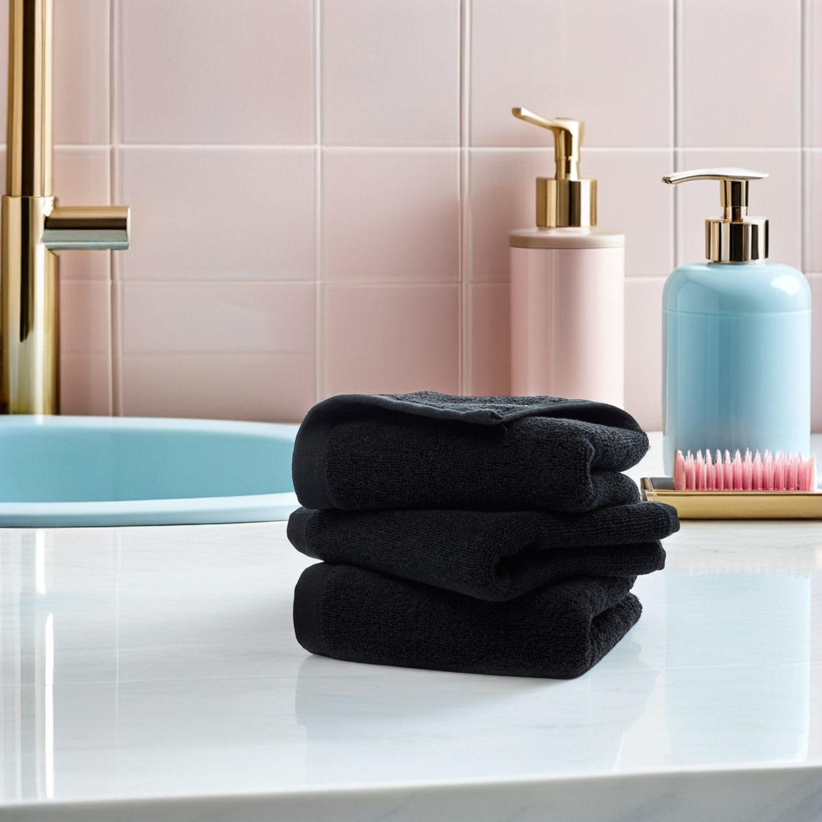 Spa Towel - Zwarte katoenen handdoek, gemaakt van puur