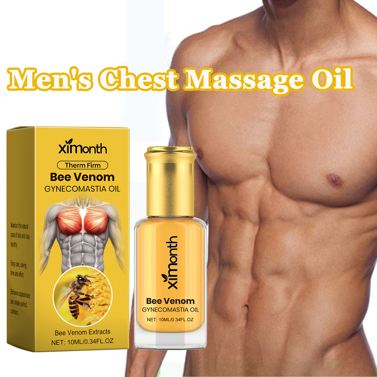 Body Oil - Bijengif Borstmassageolie voor heren Verstevigende voedende